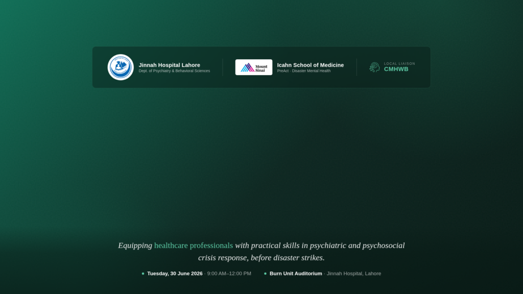 Suicide Risk Assessment and Management — Jinnah Hospital, Lahore